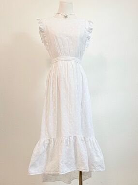 Lucky Brand Flutter Sleeve Tiered Midi Dress Cottagecore Boho Feminine